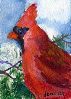 "Male Cardinal" by Dorothy Bausch, Monona WI - Watercolor